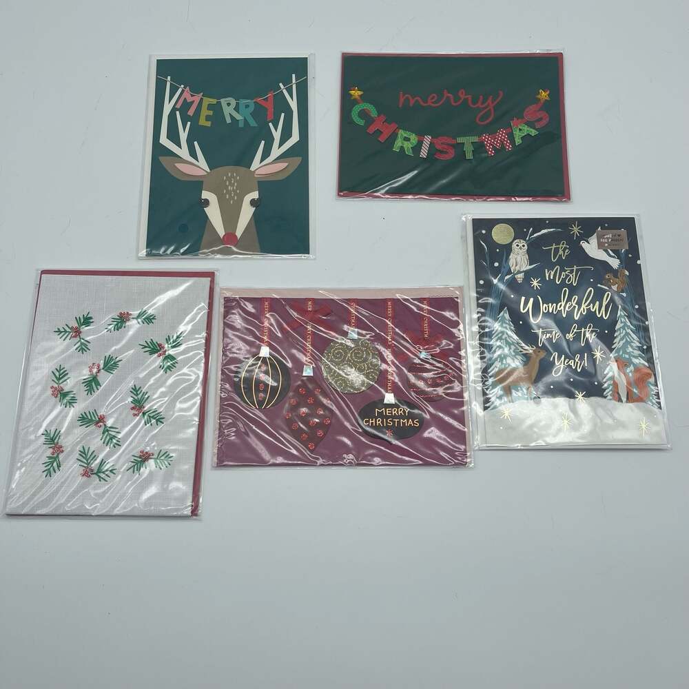 Minted Foil-Pressed Christmas Cards Assorted Set of 5